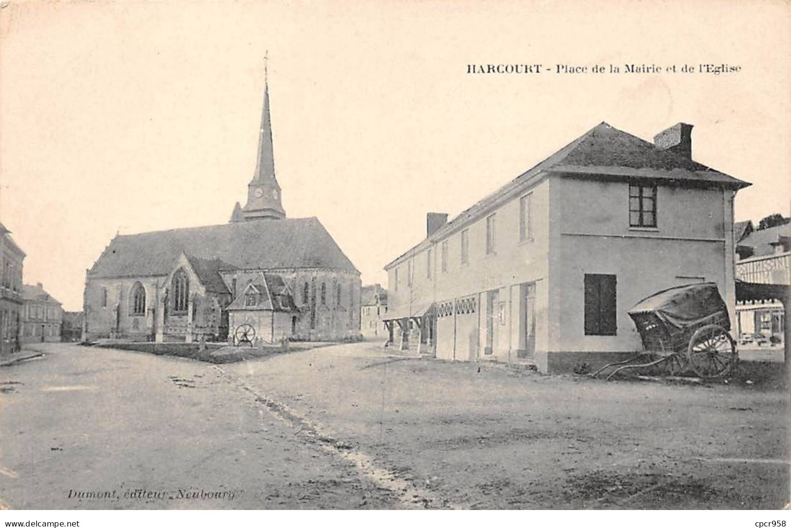 27 - HARCOURT - SAN31853 - Place De La Mairie Et De L'Eglise - Harcourt