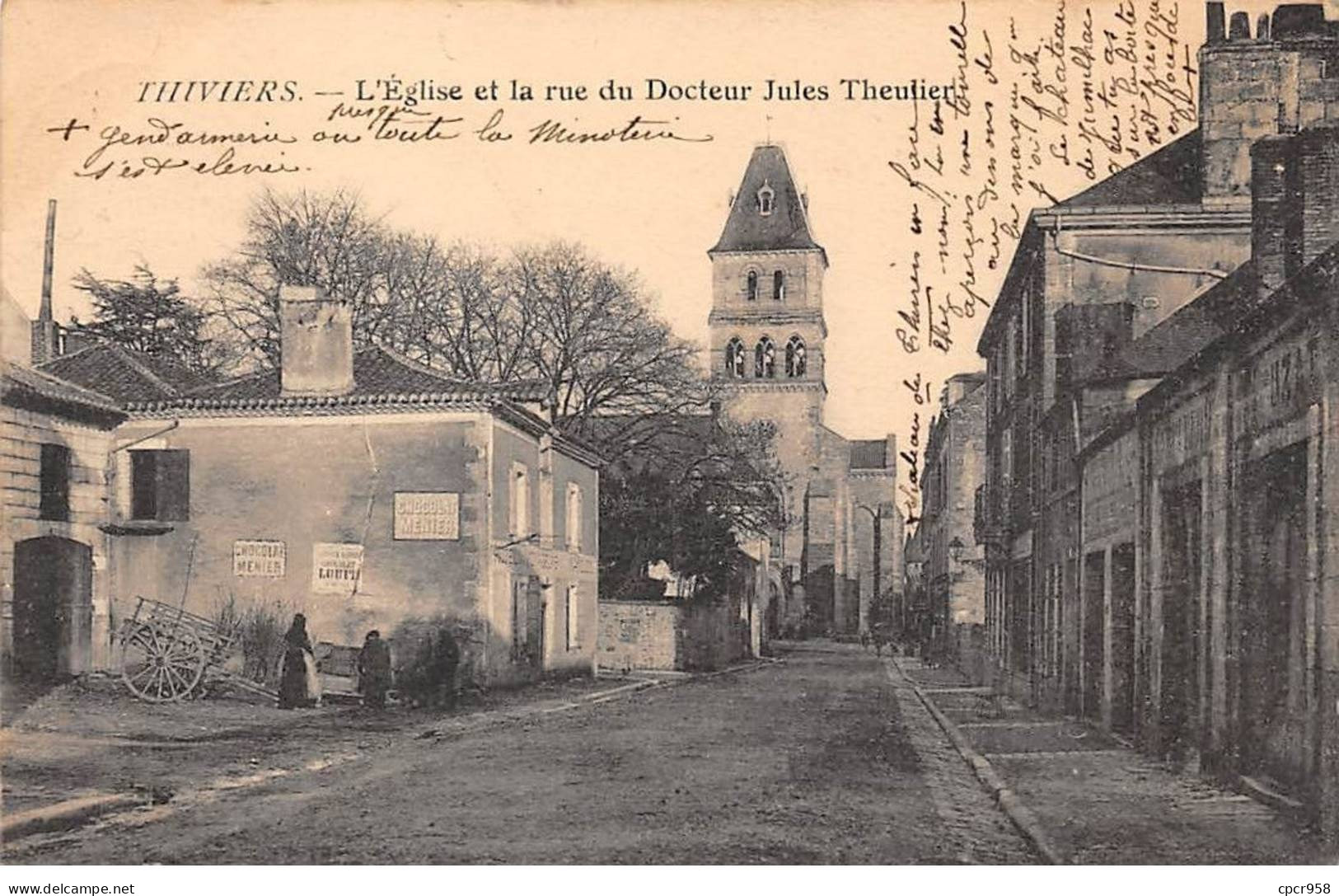 24 - THIVIERS - SAN31828 - L'Eglise Et La Rue Du Docteur Jules Theulier - Thiviers