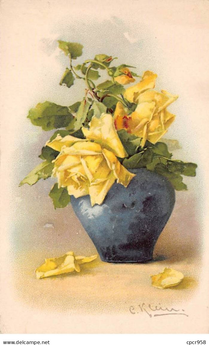 Illustrateur - N°80271 - C. Klein - Roses Jaunes Dans Un Vase - Klein, Catharina