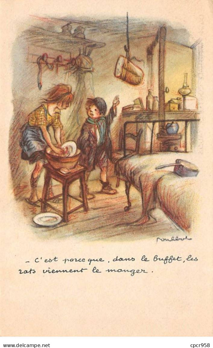 Illustrateur - N°80338 - F. Poulbot - C'est Parce Que Dans Le Buffet, Les Rats Viennent Le Manger - Poulbot, F.