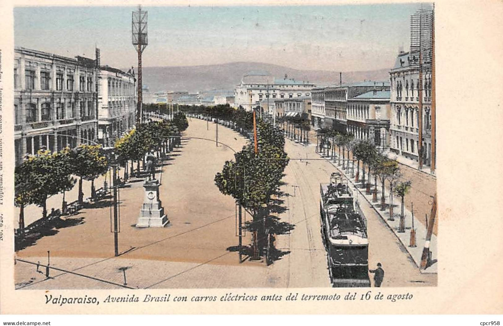 Chili - N°79118 - VALPARAISO - Avenida Brasil Con Carros Electricos Antes ...  - Carte Avec Un Bel Affranchissement - Chili