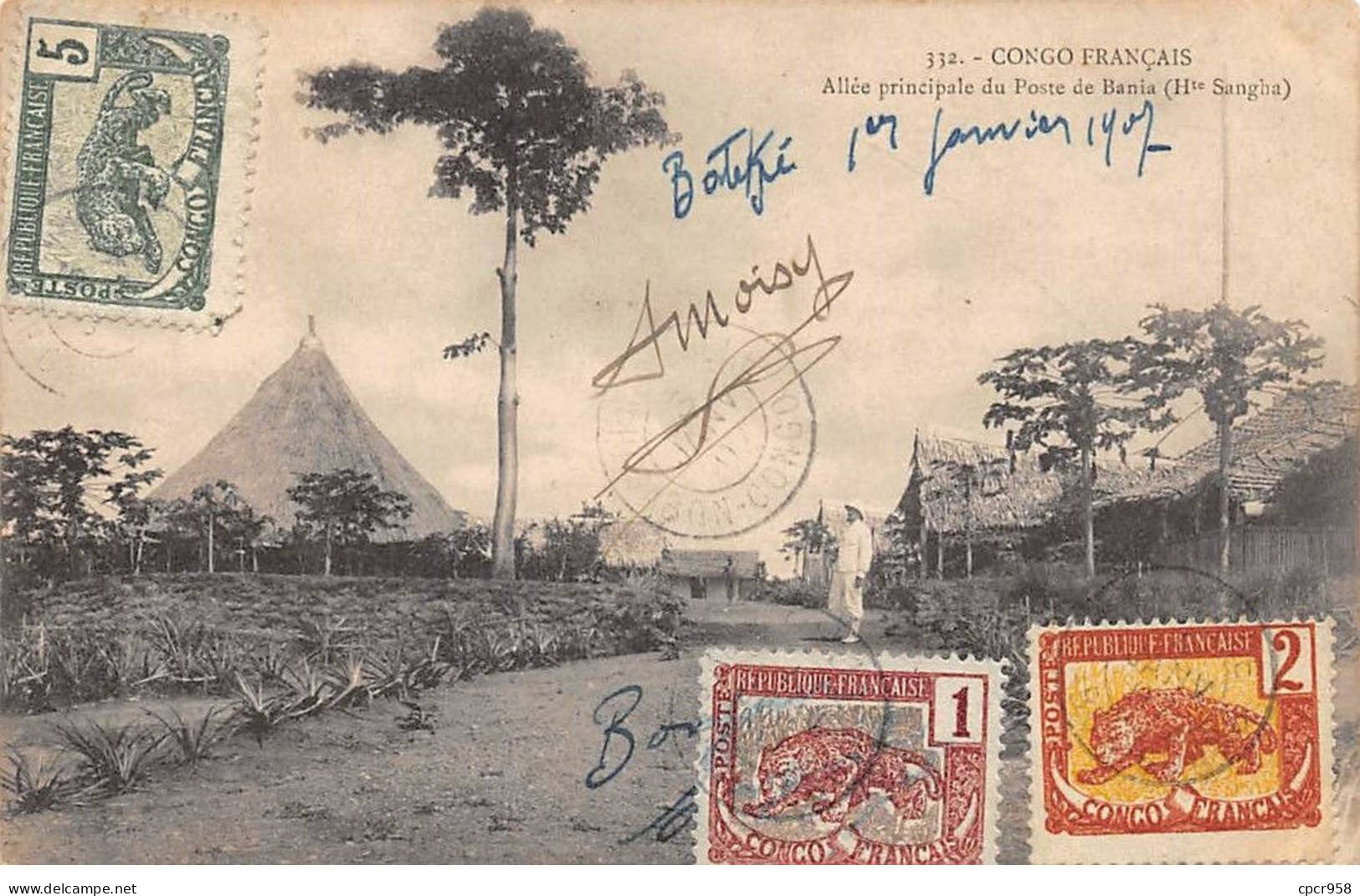 CONGO FRANCAIS - SAN40932 - Allée Principale Du Poste De Bania (Hte Sangha) - Congo Français