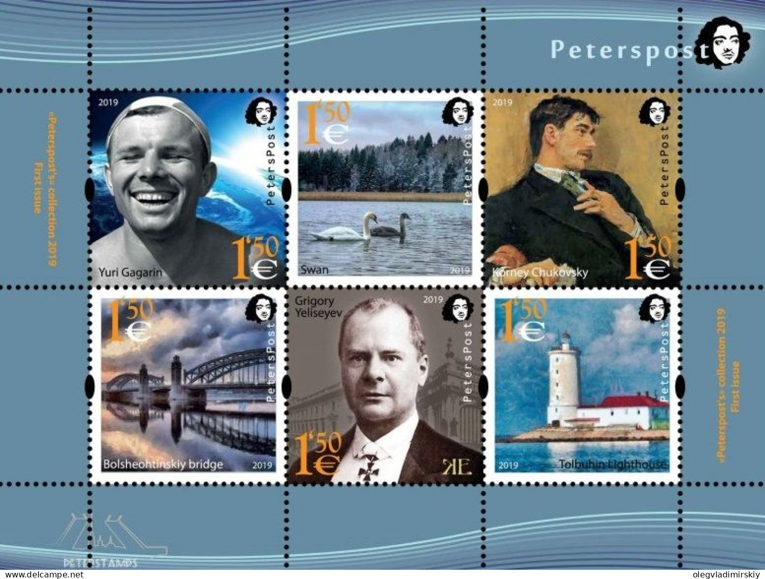 Finland 2019 Lighthouse Space Gagarin Europa CEPT Swan Etc Peterspost Stamp Set Of 6 Stamps In Block MNH - Hojas Bloque