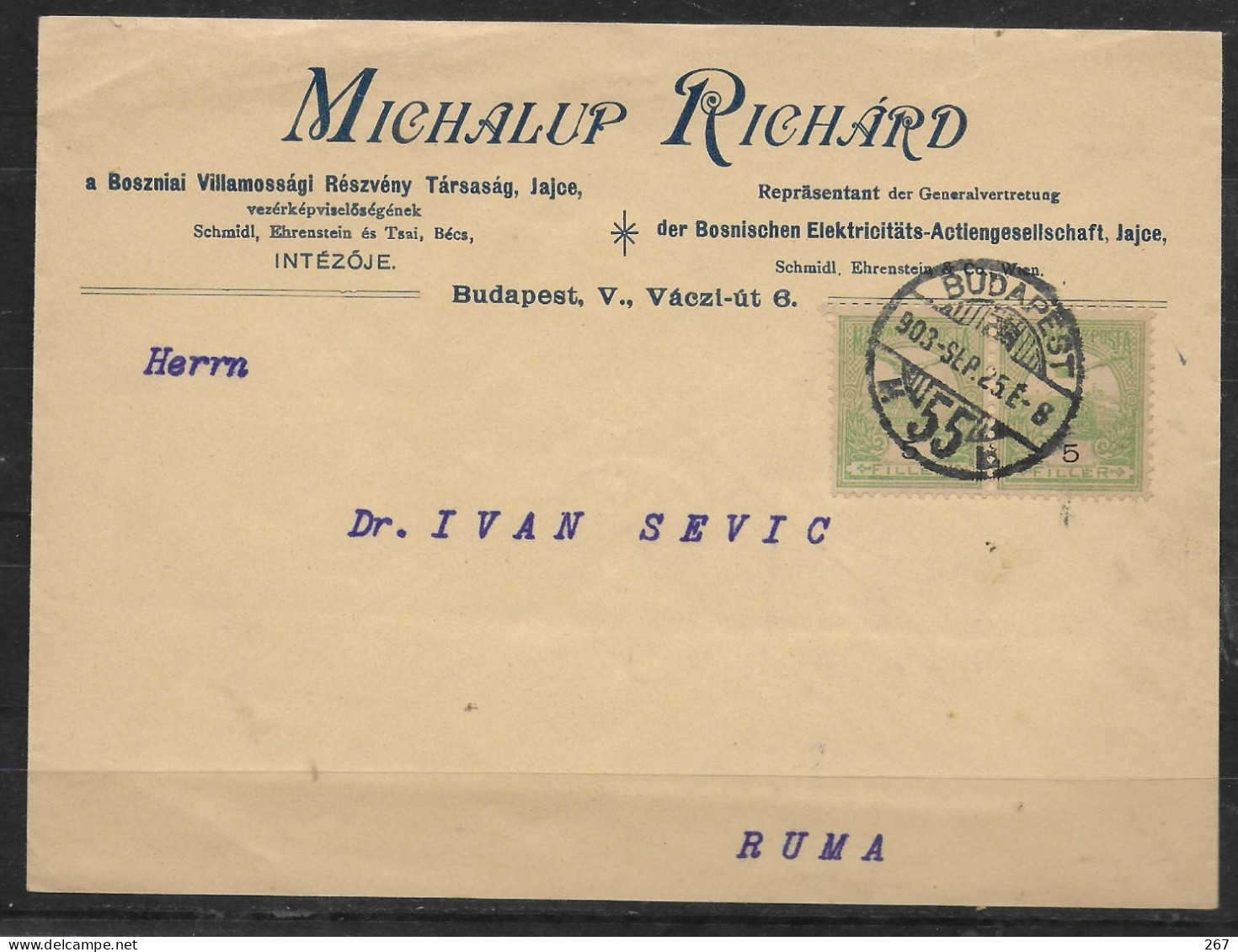 HONGRIE Lettre 1925 électricité - Briefe U. Dokumente