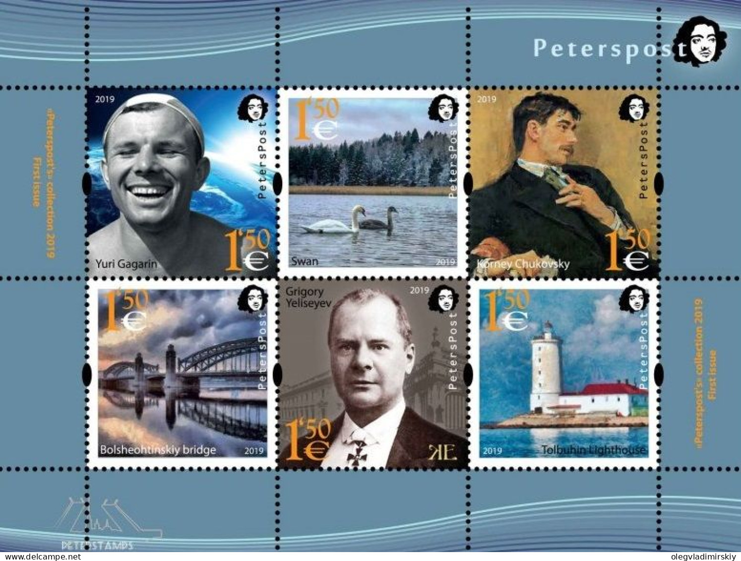 Finland 2019 Lighthouse Space Gagarin Europa CEPT Swan Etc Peterspost Stamp Set Of 6 Stamps In Block MNH - Ponts