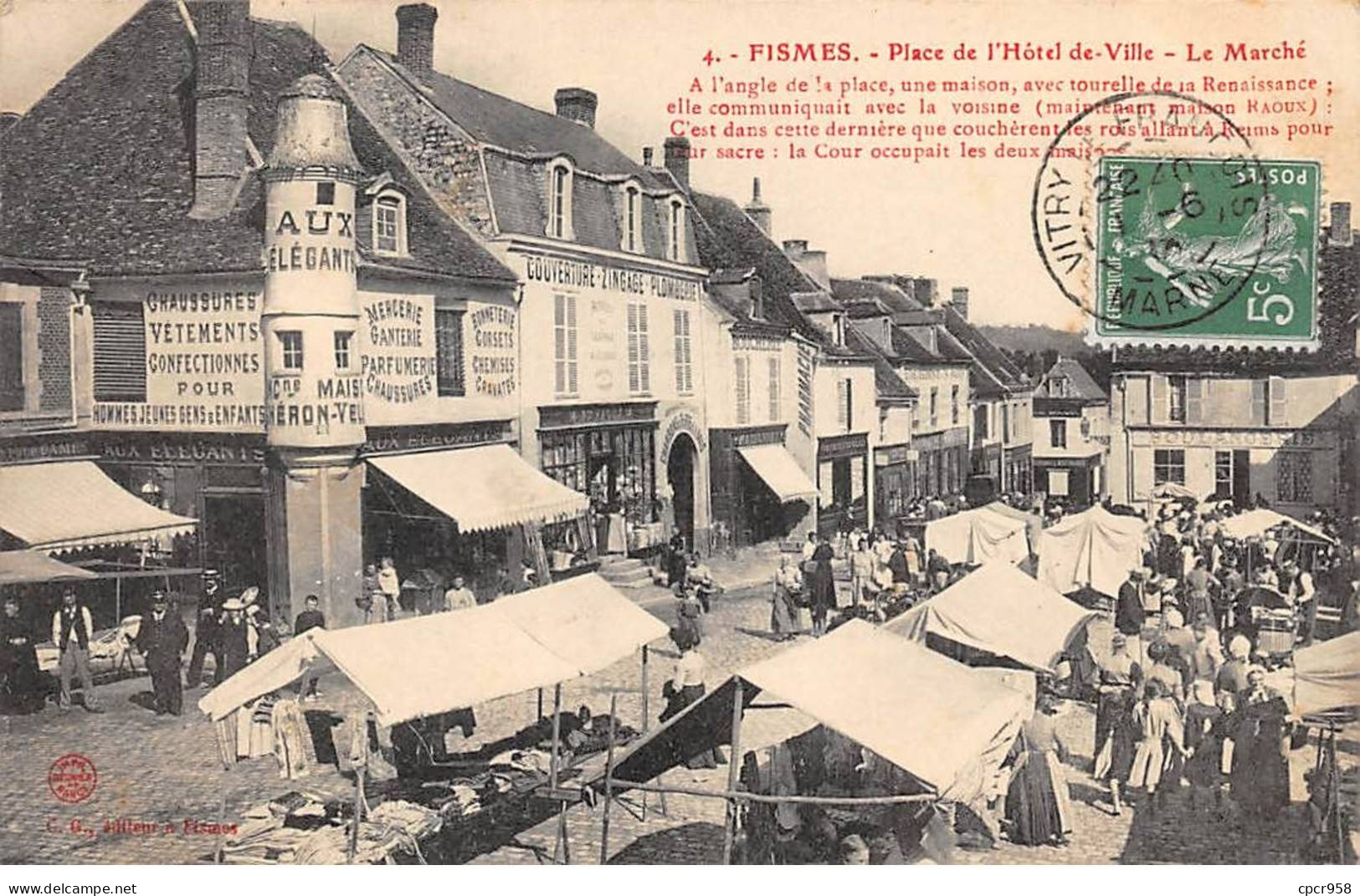 51 - FISMES - SAN41350 - Place De L'Hôtel De Ville - Le Marché - Fismes