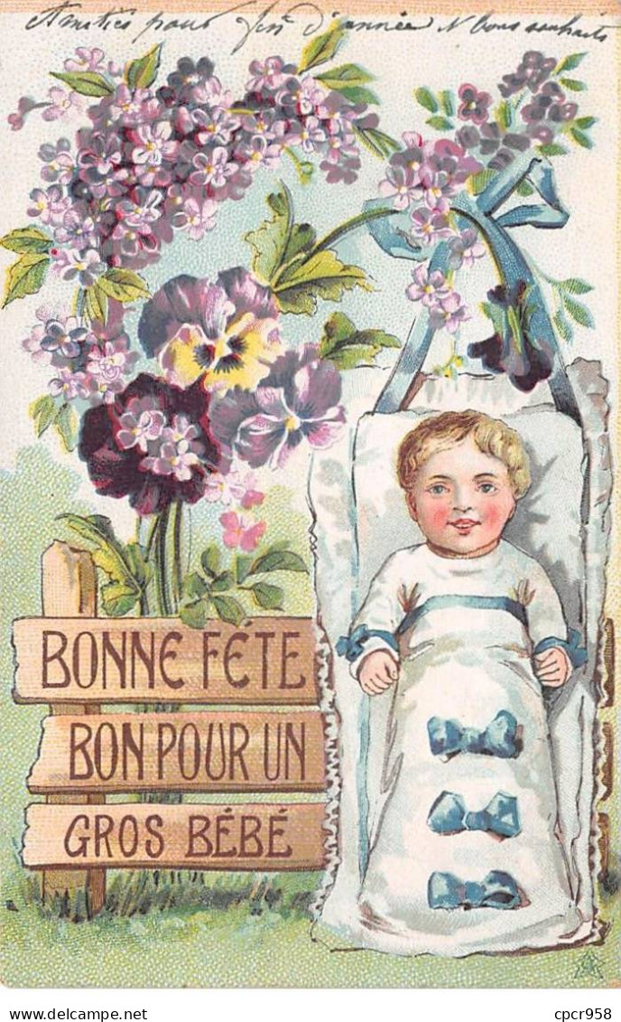 Fantaisies - N°81688 - Bonne Fête, Bon Pour Un Gros Bébé - Bébé Dans Un Nid D'ange Entouré De Fleurs - Baby's