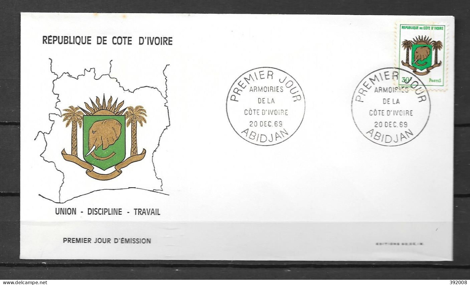 FDC - 1969 - Armoiries - 5 - Côte D'Ivoire (1960-...)