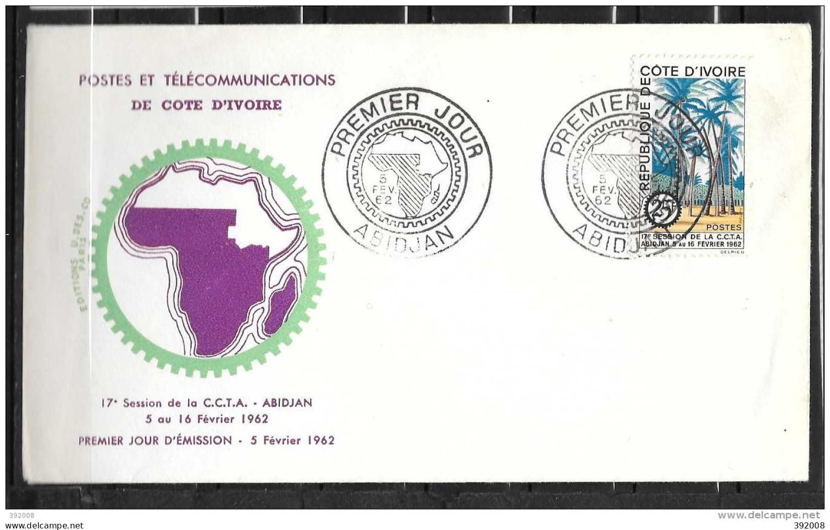 FDC - 1962 - C.C.T.A. - 4 - Côte D'Ivoire (1960-...)