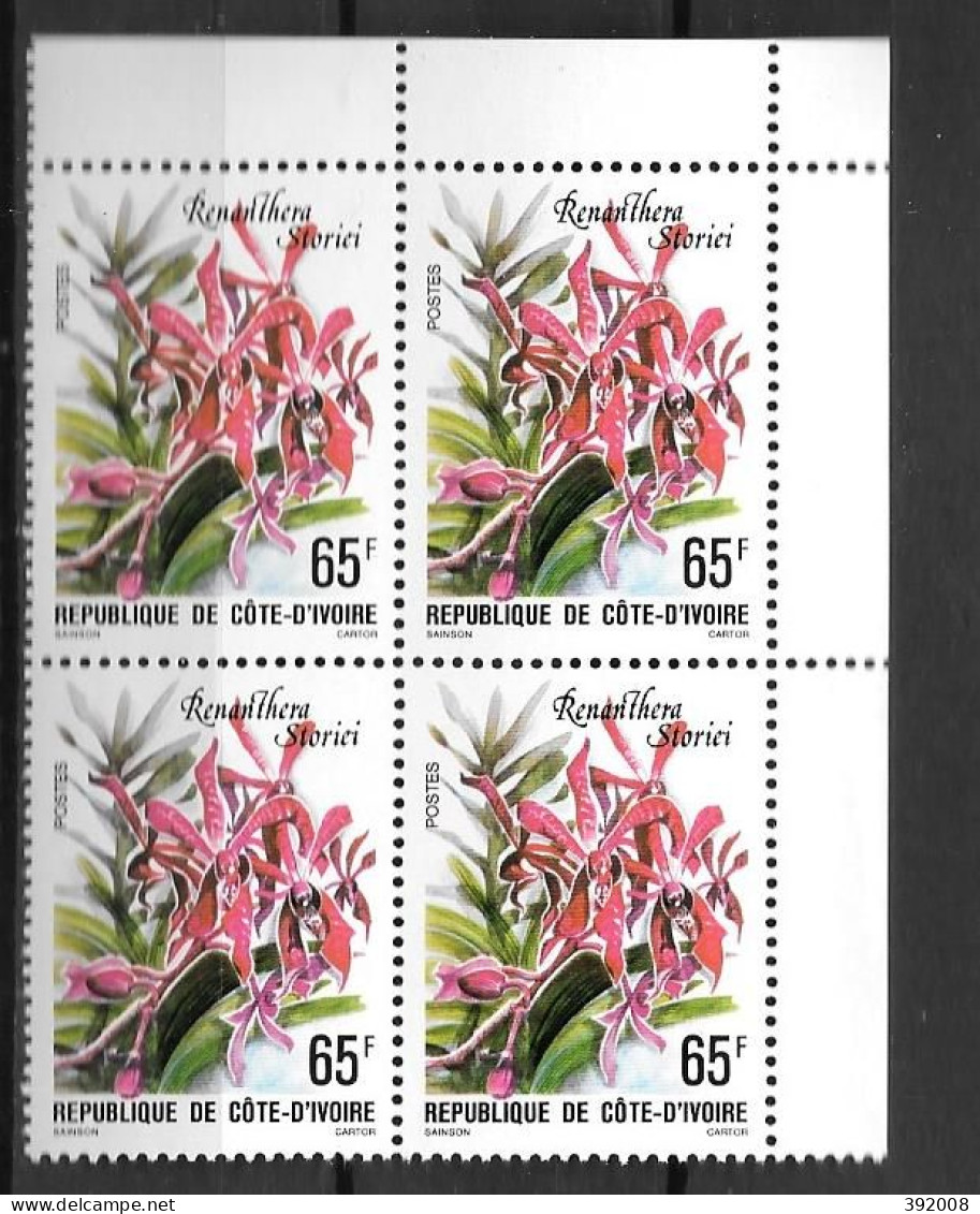 1979 - N° 487**MNH - Fleurs - Bloc De 4 - 3 - Côte D'Ivoire (1960-...)