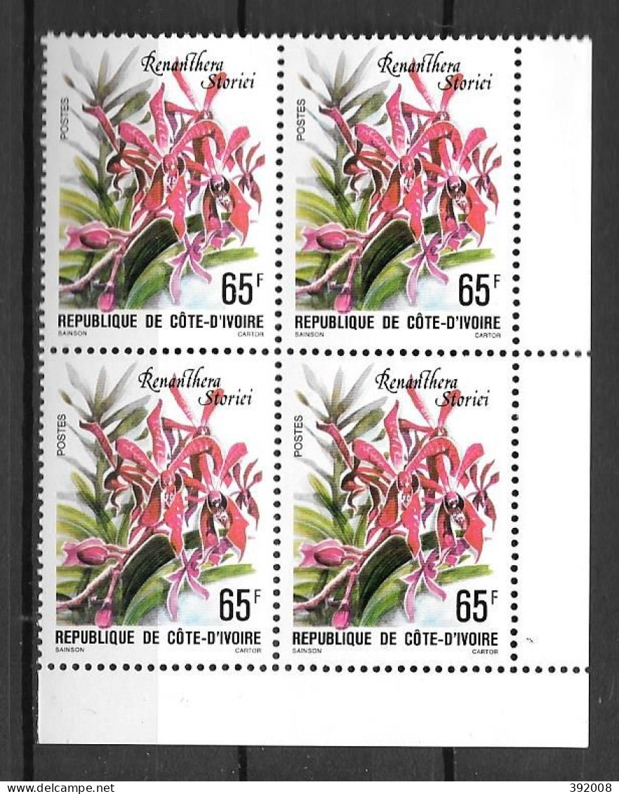 1979 - N° 487**MNH - Fleurs - Bloc De 4 - 2 - Côte D'Ivoire (1960-...)