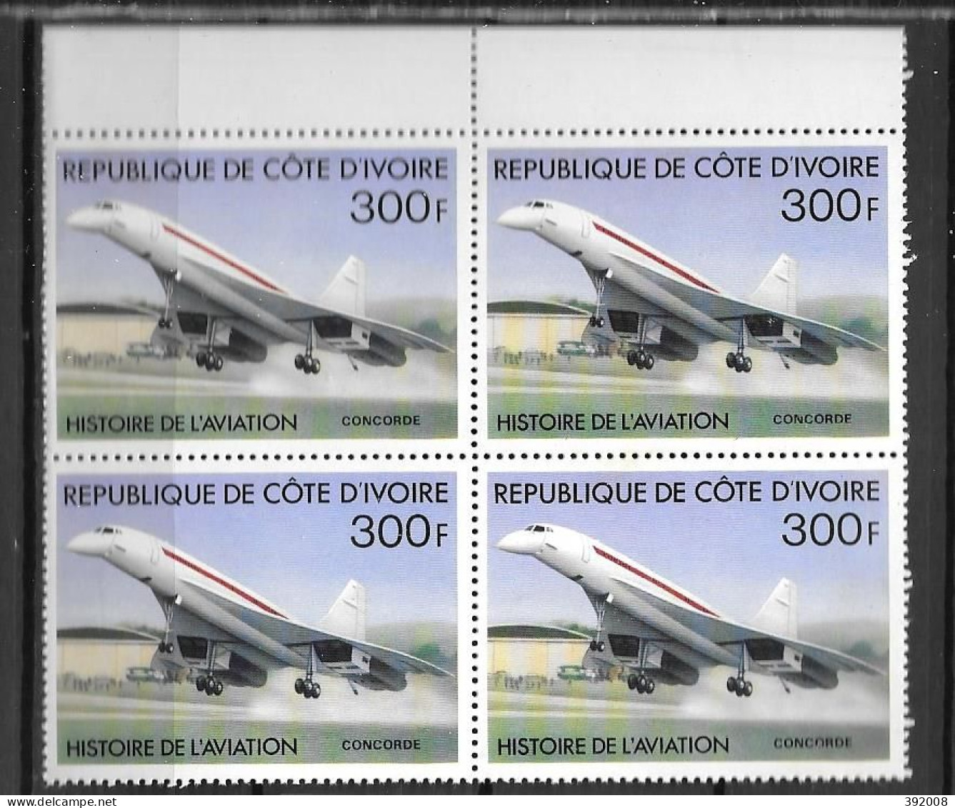1977 - N° 428 **MNH -Histoire De L'aviation - Concorde - Bloc De 4 - 4 - Côte D'Ivoire (1960-...)