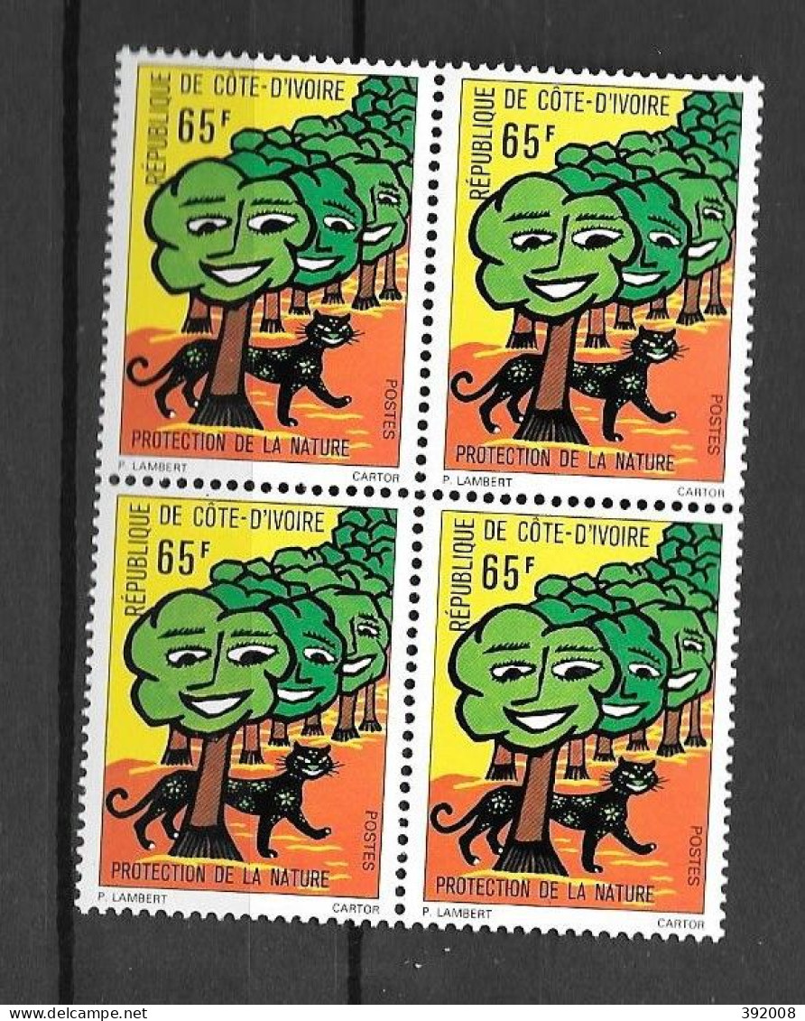 1976 - N° 404**MNH - Protection Des Forêts - Bloc De 4 - 2 - Ivory Coast (1960-...)