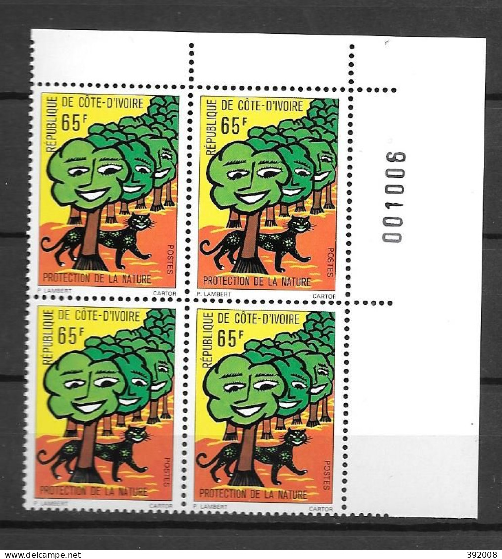 1976 - N° 404**MNH - Protection Des Forêts - Bloc De 4 - 3 - Ivory Coast (1960-...)