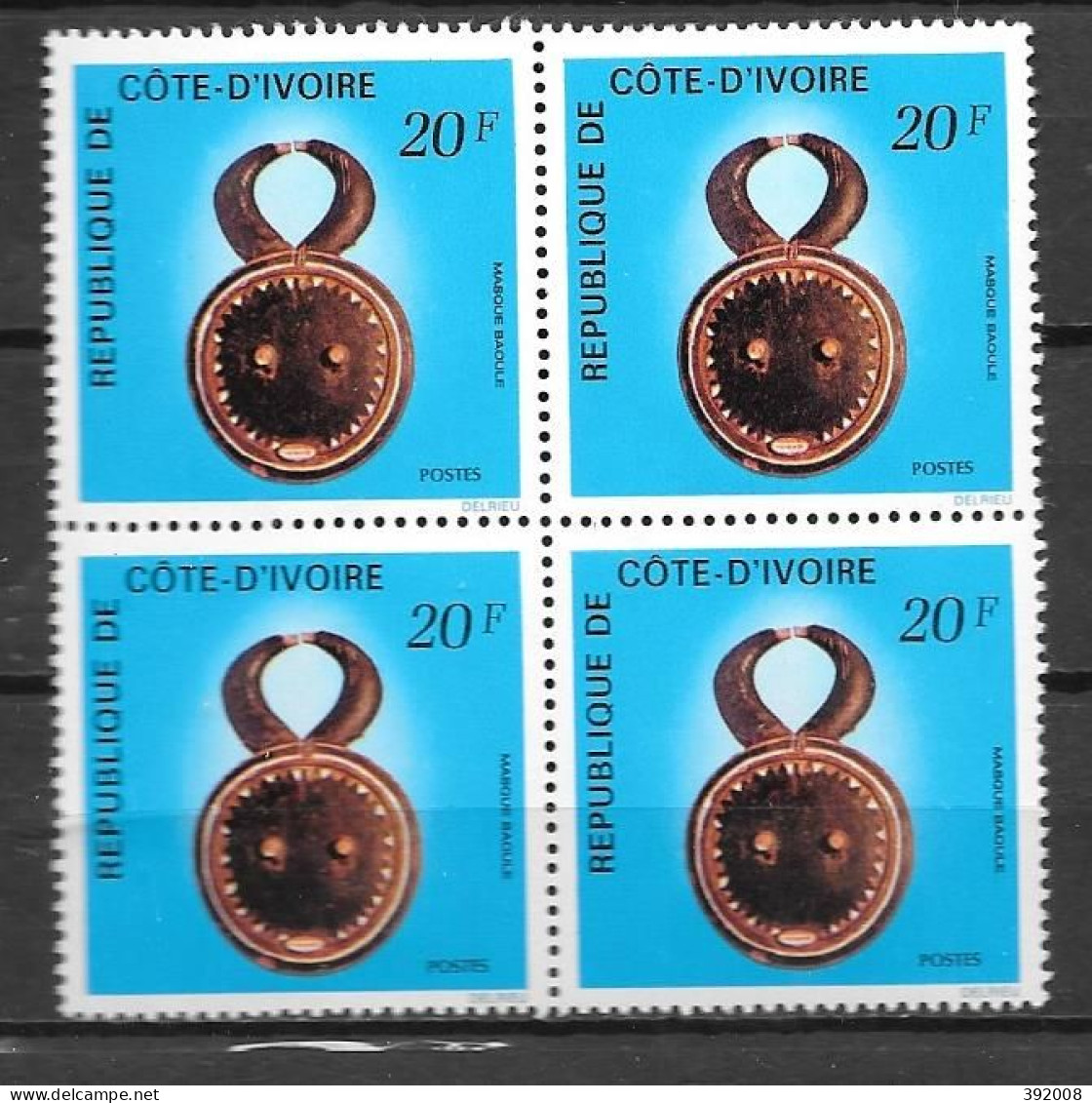 1976 - N° 399**MNH - Art Ivoirien - Bloc De 4 - 4 - Costa D'Avorio (1960-...)