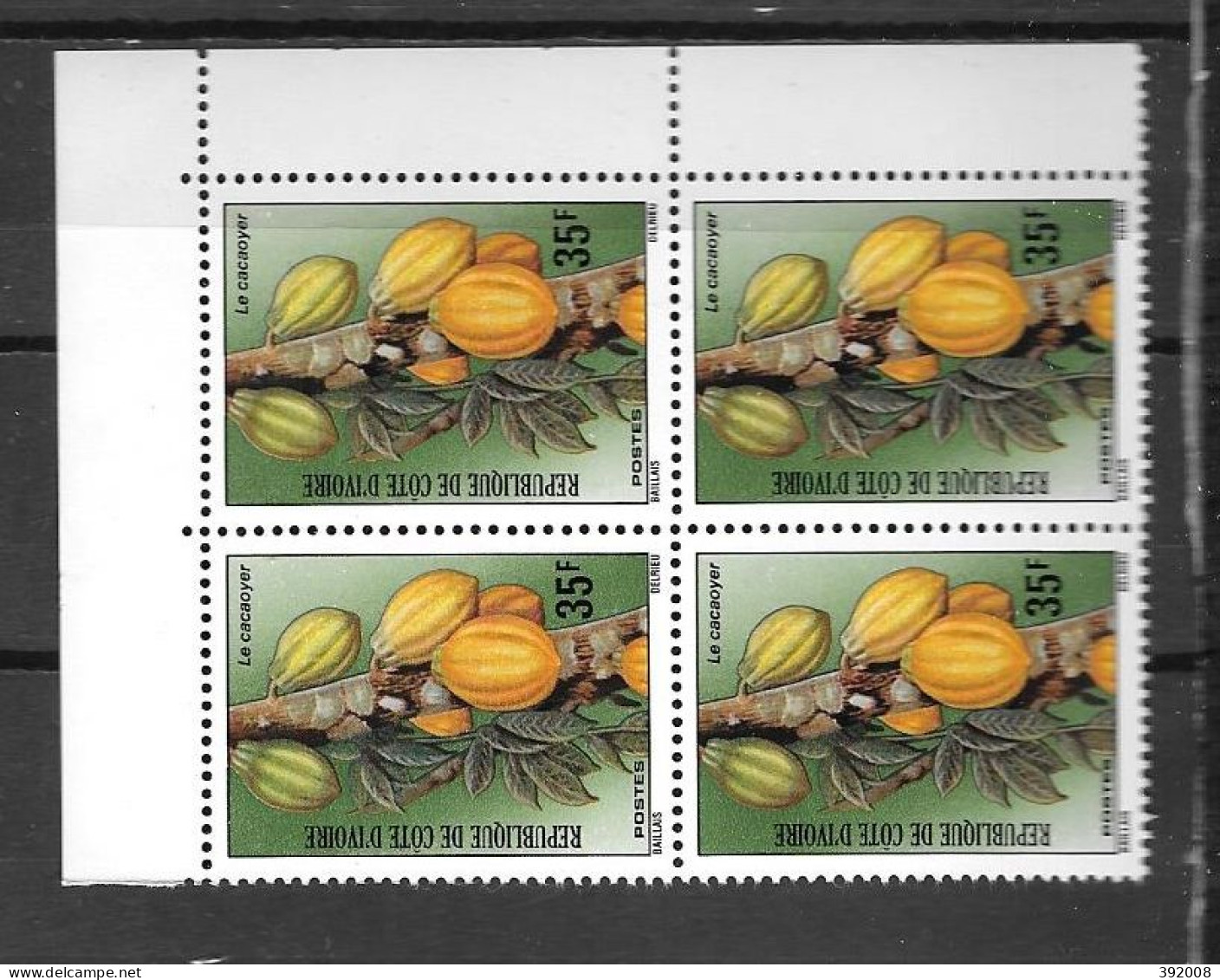 1975 - N° 392**MNH - Le Cacaoyer - Bloc De 4 - 1 - Ivoorkust (1960-...)