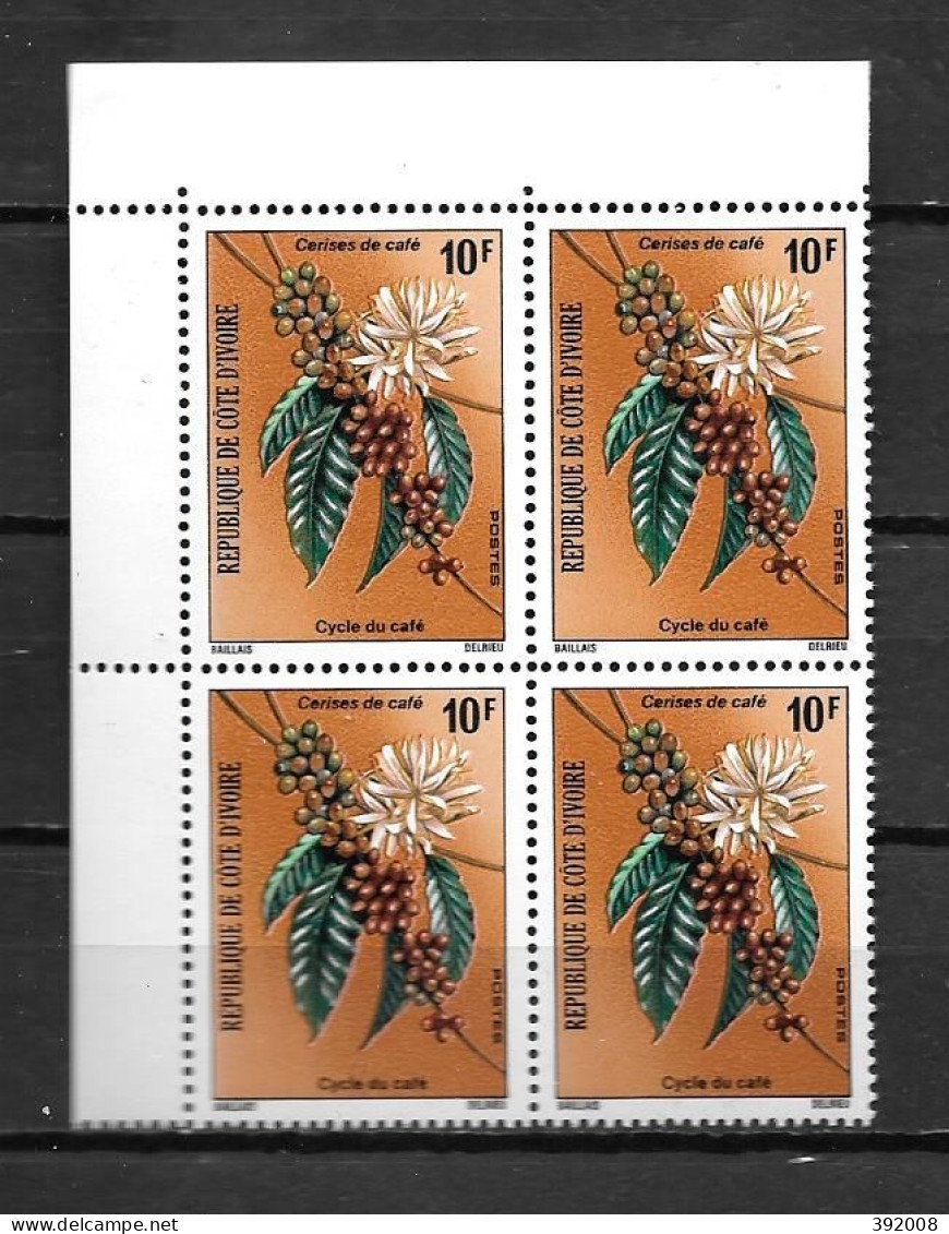 1975 - N° 384**MNH - Cycle Du Café - Bloc De 4 - 3 - Ivoorkust (1960-...)