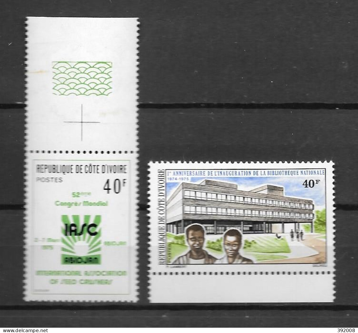 1975 - N° 381 + 382**MNH - Bibliothèque Nationale - Association Des Meuniers - 3 - Costa De Marfil (1960-...)