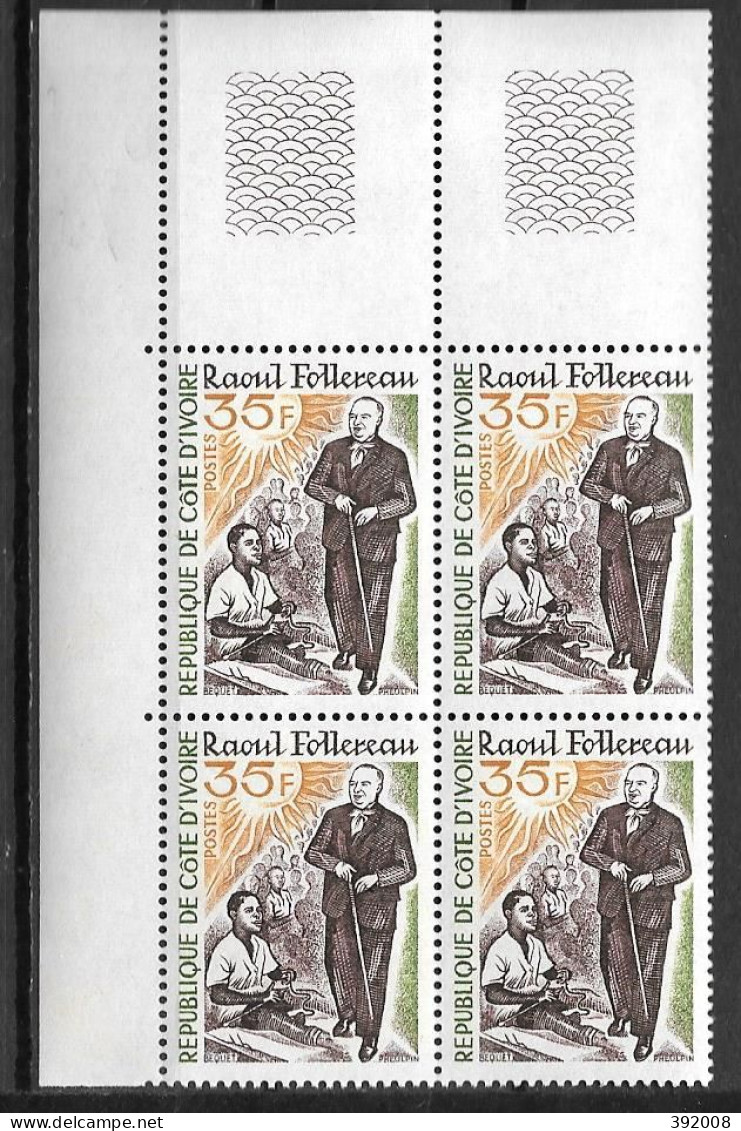 1974 - N° 380**MNH - Raoul Follereau - Bloc De 4 - 1 - Ivoorkust (1960-...)