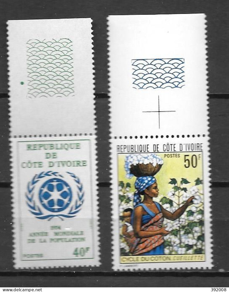 1974 - N° 374 à 375**MNH - Année Mondiale De La Population - Cycle Du Coton - 1 - Costa De Marfil (1960-...)