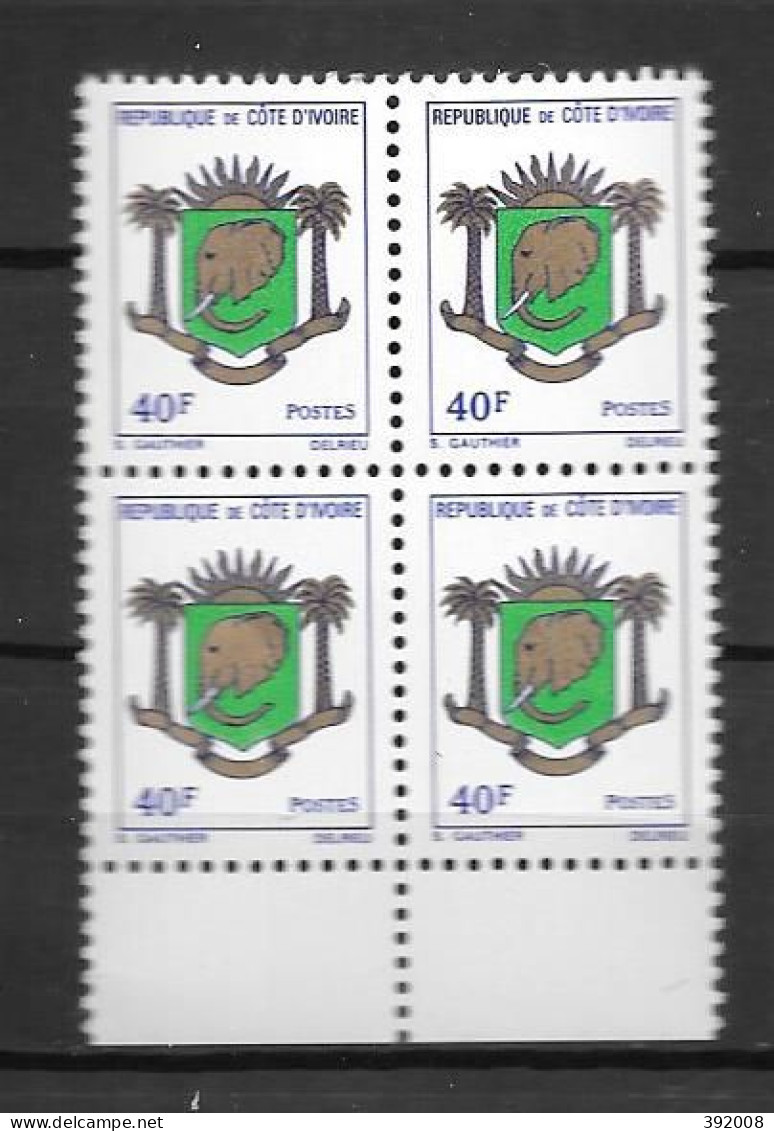 1974 - N° 373**MNH - Armoiries - Bloc De 4 - 3 - Costa De Marfil (1960-...)