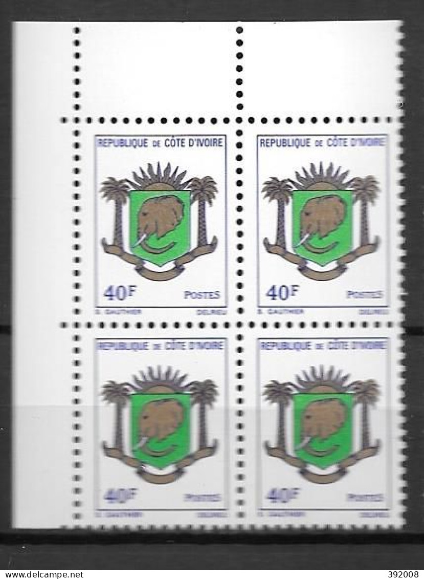 1974 - N° 373**MNH - Armoiries - Bloc De 4 - 1 - Costa De Marfil (1960-...)