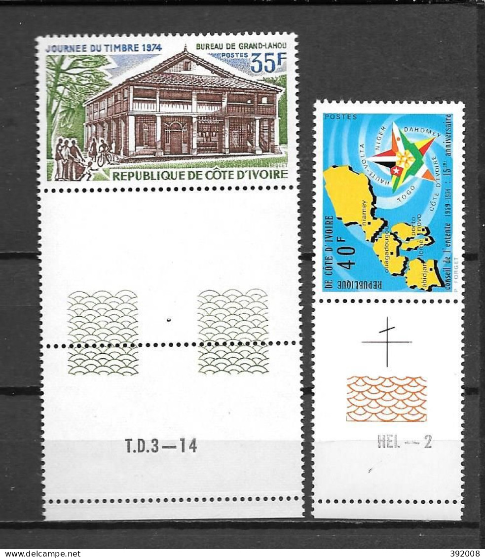 1974 - N° 369 à 370**MNH - Journée Du Timbre - Conseil De L'entente - 2 - Côte D'Ivoire (1960-...)