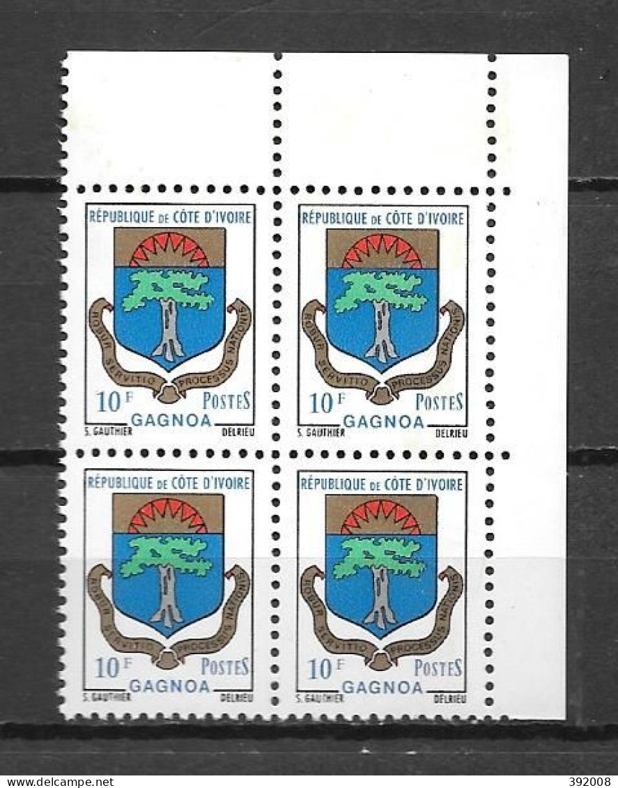 1973 - N° 351**MNH - Armoiries De Gagnoa - Bloc De 4 - 5 - Côte D'Ivoire (1960-...)