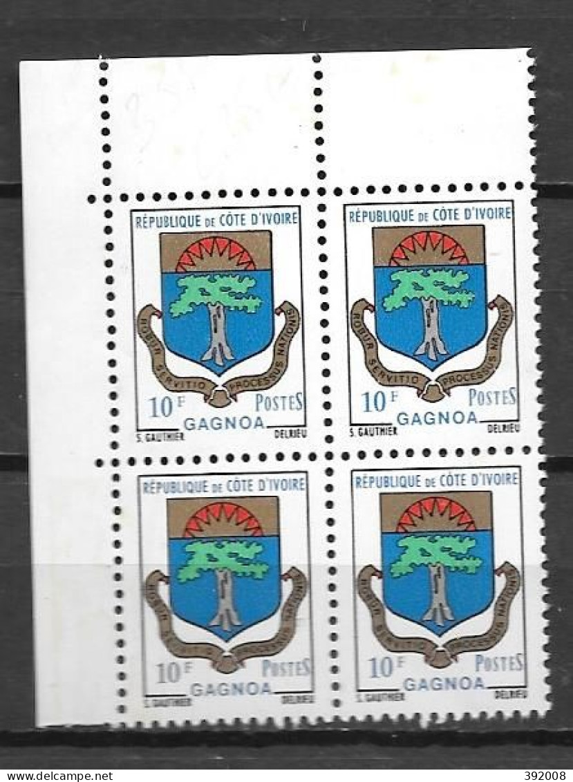 1973 - N° 351**MNH - Armoiries De Gagnoa - Bloc De 4 - 4 - Côte D'Ivoire (1960-...)