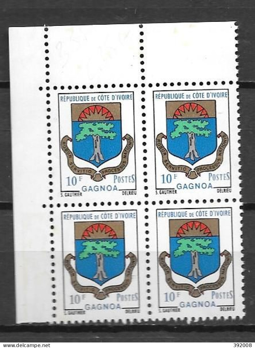 1973 - N° 351**MNH - Armoiries De Gagnoa - Bloc De 4 - 4 - Costa De Marfil (1960-...)