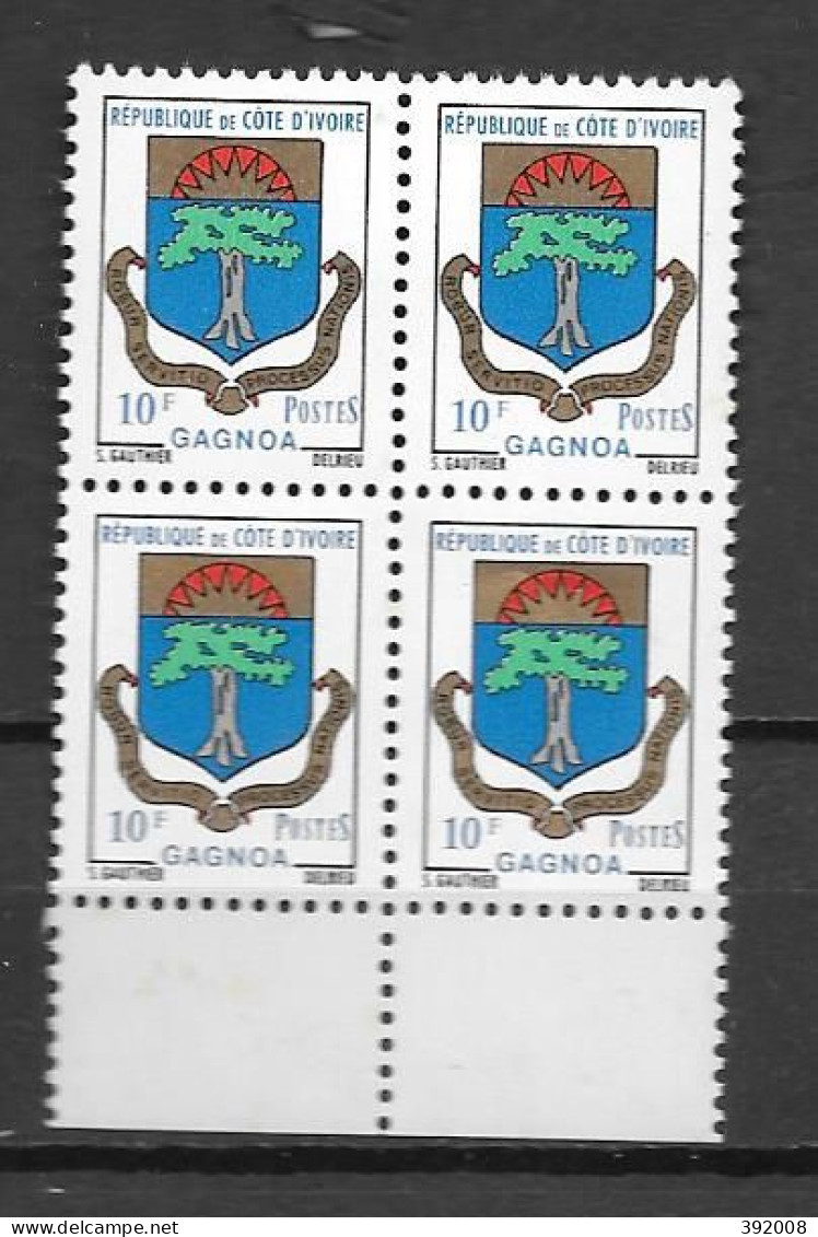 1973 - N° 351**MNH - Armoiries De Gagnoa - Bloc De 4 - 2 - Côte D'Ivoire (1960-...)