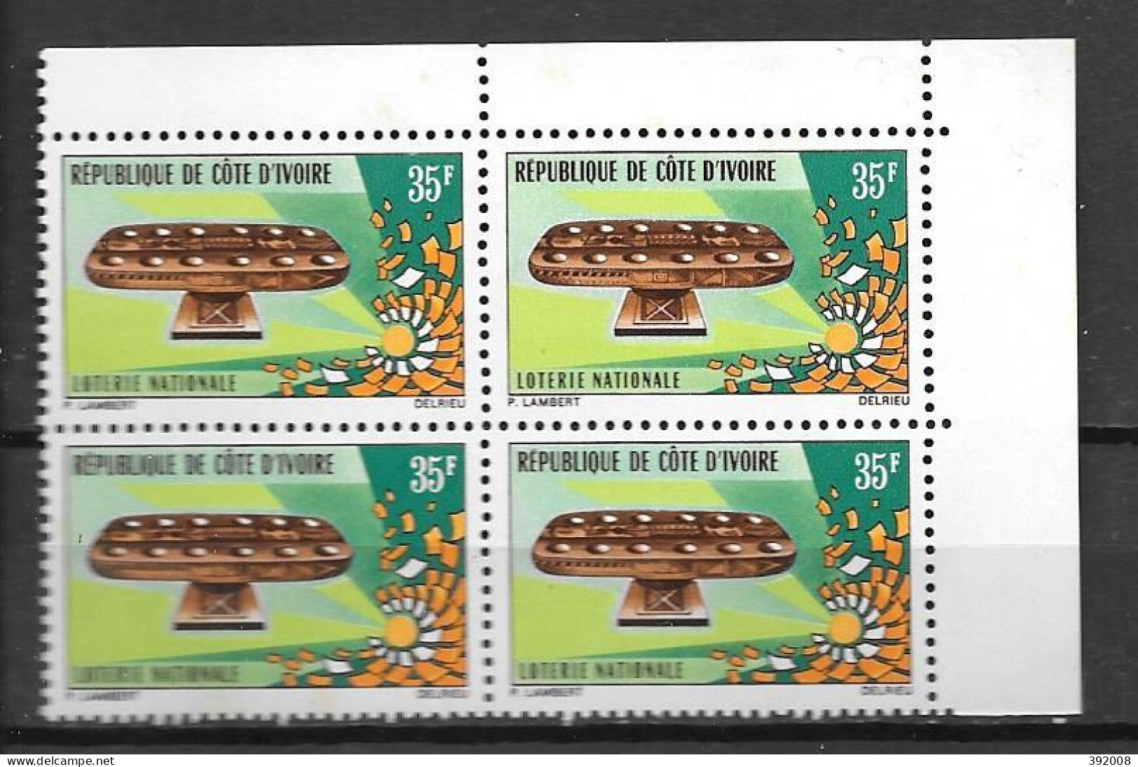 1971 - N° 329**MNH - Loterie Nationale - Bloc De 4 - 4 - Costa De Marfil (1960-...)