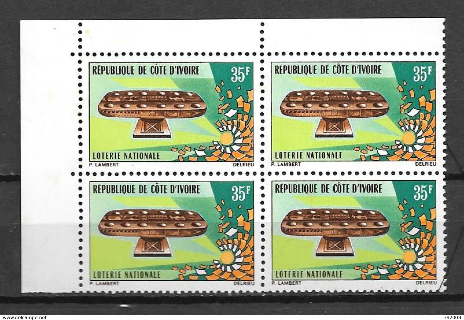 1971 - N° 329**MNH - Loterie Nationale - Bloc De 4 - 3 - Costa De Marfil (1960-...)