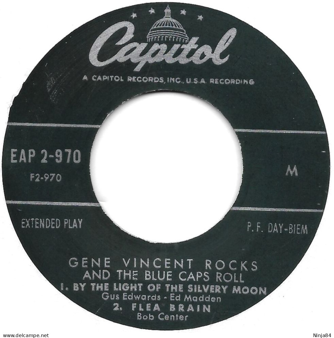 EP 45 RPM (7") Gene Vincent  "  By The Light Of The Silvery Moon  " - Rock