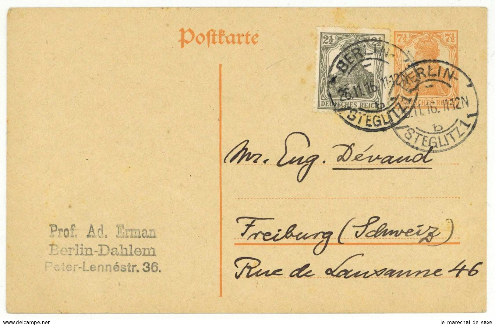 Ägyptologie Adolf Erman (1854-1937) Ägyptologe Autograph Berlin 1916 Archäologie - Inventores Y Científicos