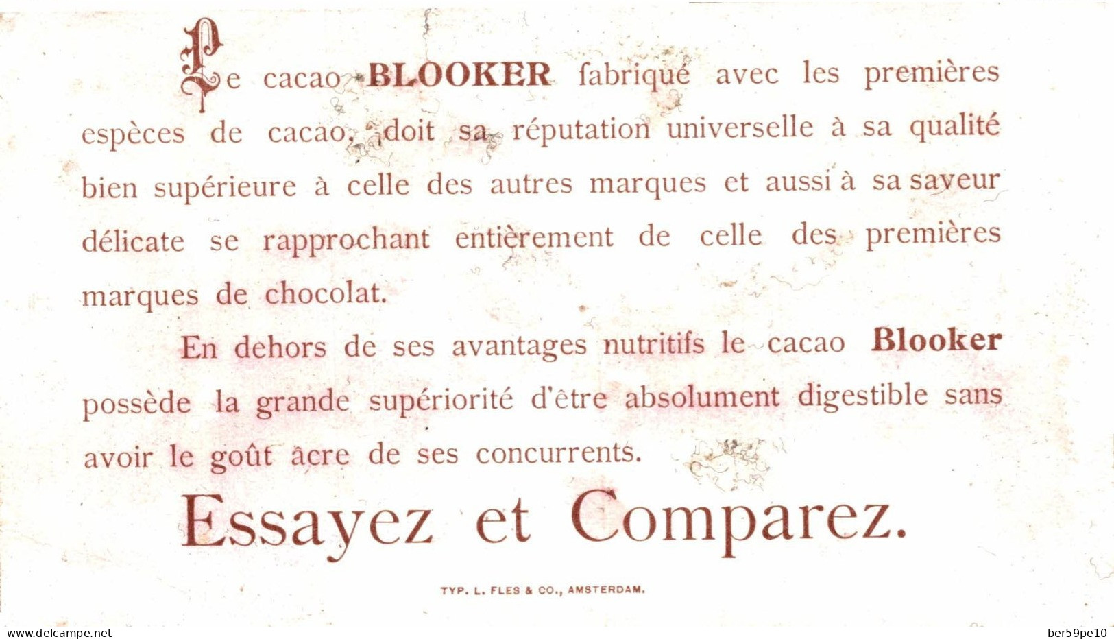 CHROMO CACAO BLOOKER AMSTERDAM HOLLANDE PAYSAGE BARQUE SUR LE MARAIS - Sonstige & Ohne Zuordnung