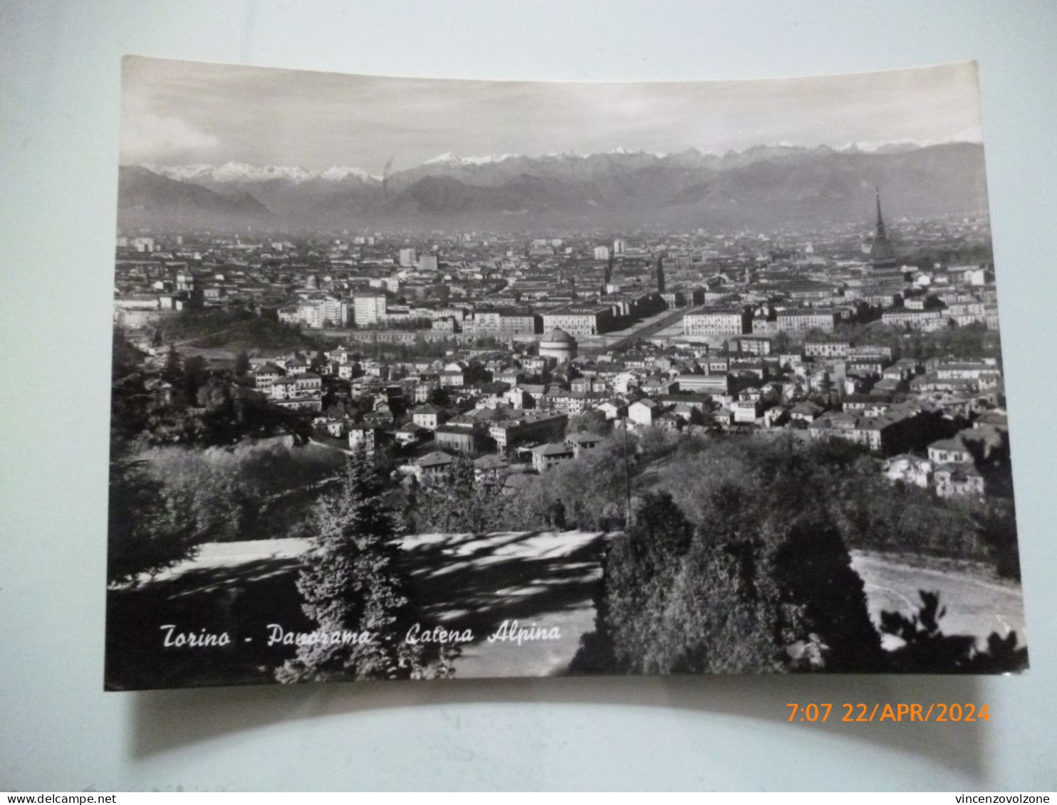 Cartolina Viaggiata "TORINO Panorama - Catena Alpina"  1960 - Mehransichten, Panoramakarten