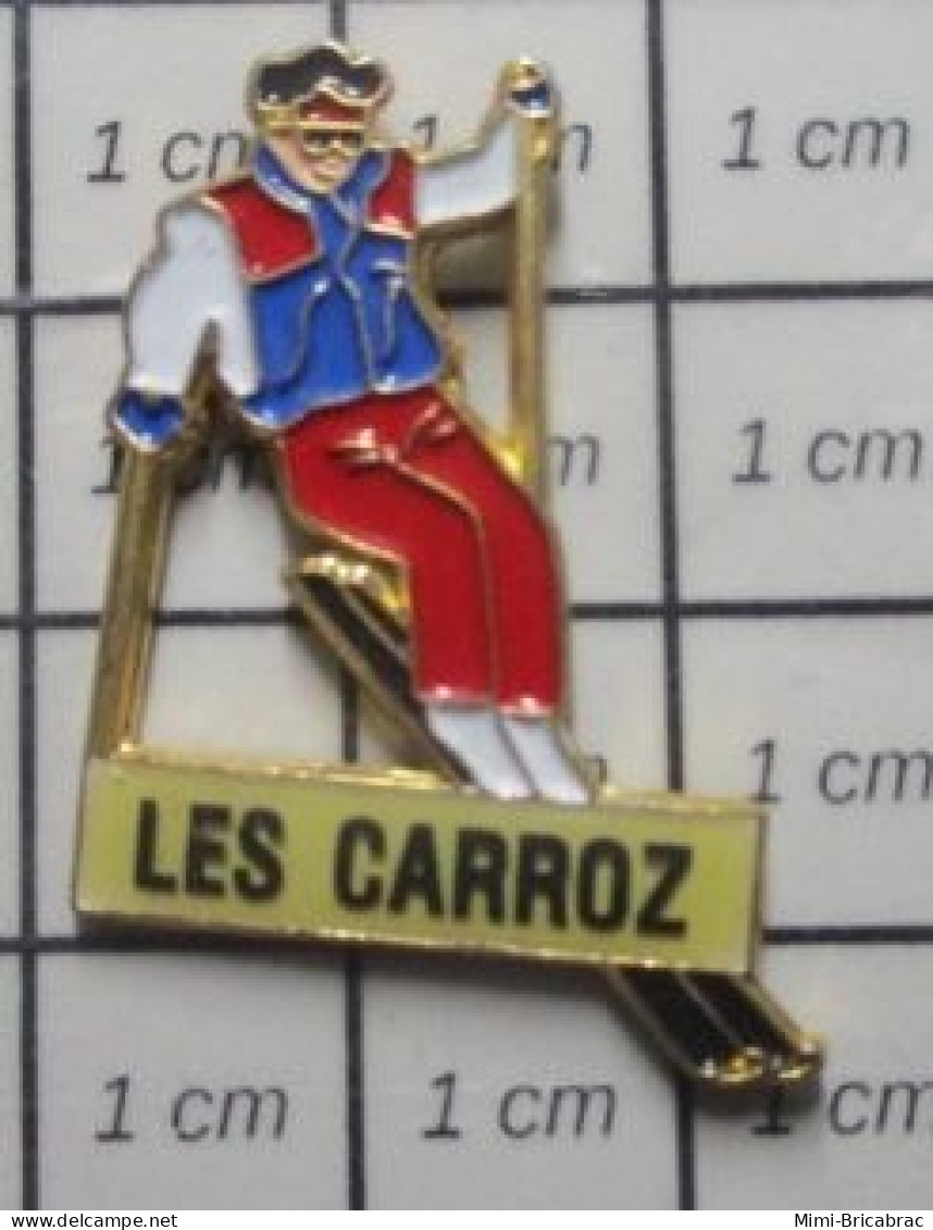 3417 Pin's Pins / Beau Et Rare / VILLES / LES CARROZ STATION SPORTS D'HIVER SKIEUR FRIMEUR - Cities