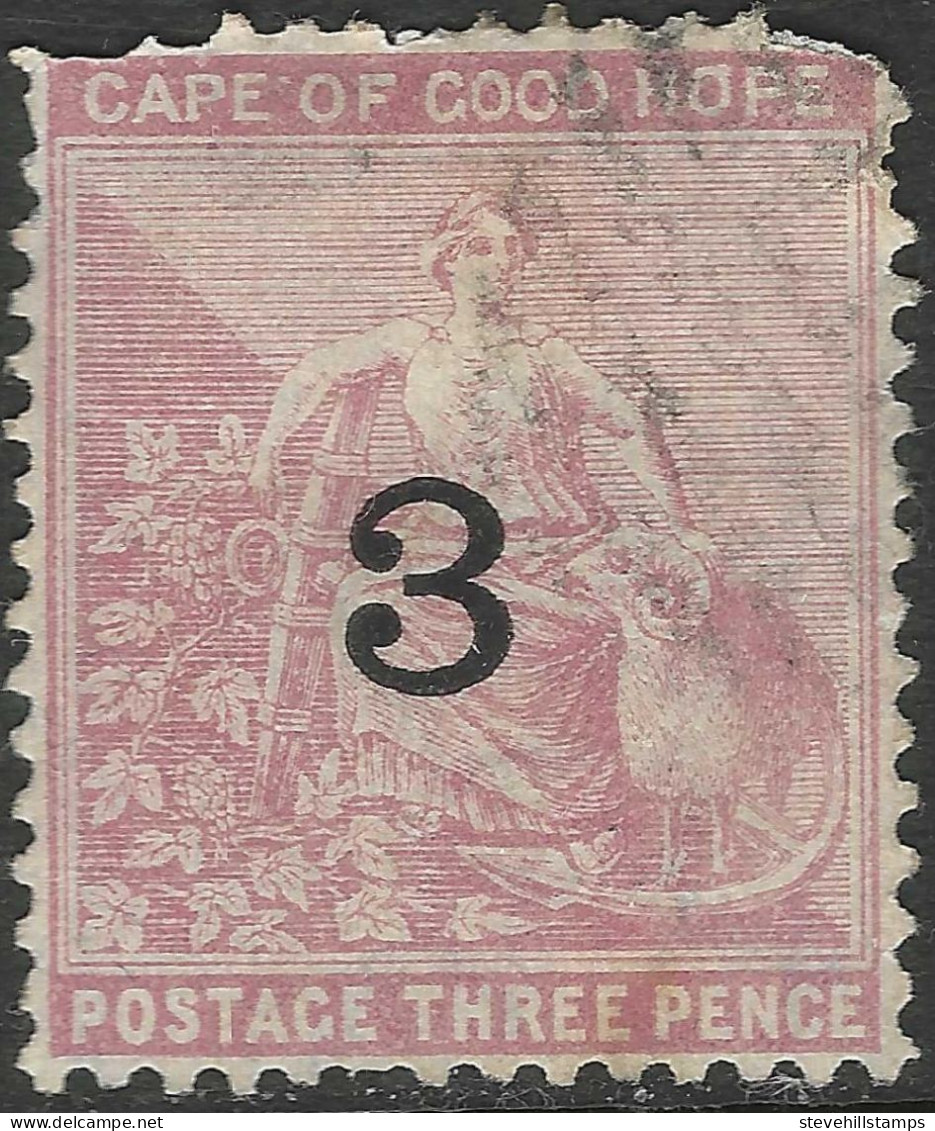 Cape Of Good Hope (CoGH). 1880 Hope. Surcharge. 3 On 3d Used. SG 37. M4115 - Cape Of Good Hope (1853-1904)