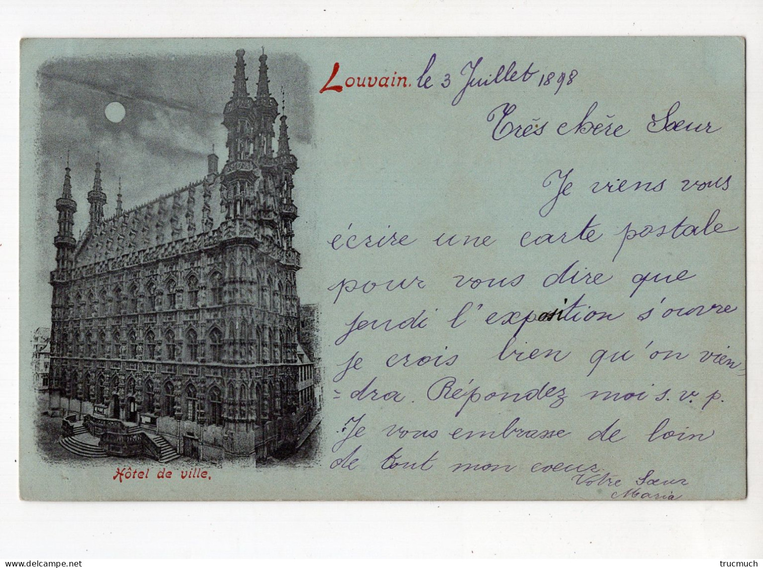 106 - LOUVAIN - Hôtel De Ville *1898*carte Dite "à La Lune"* - Leuven