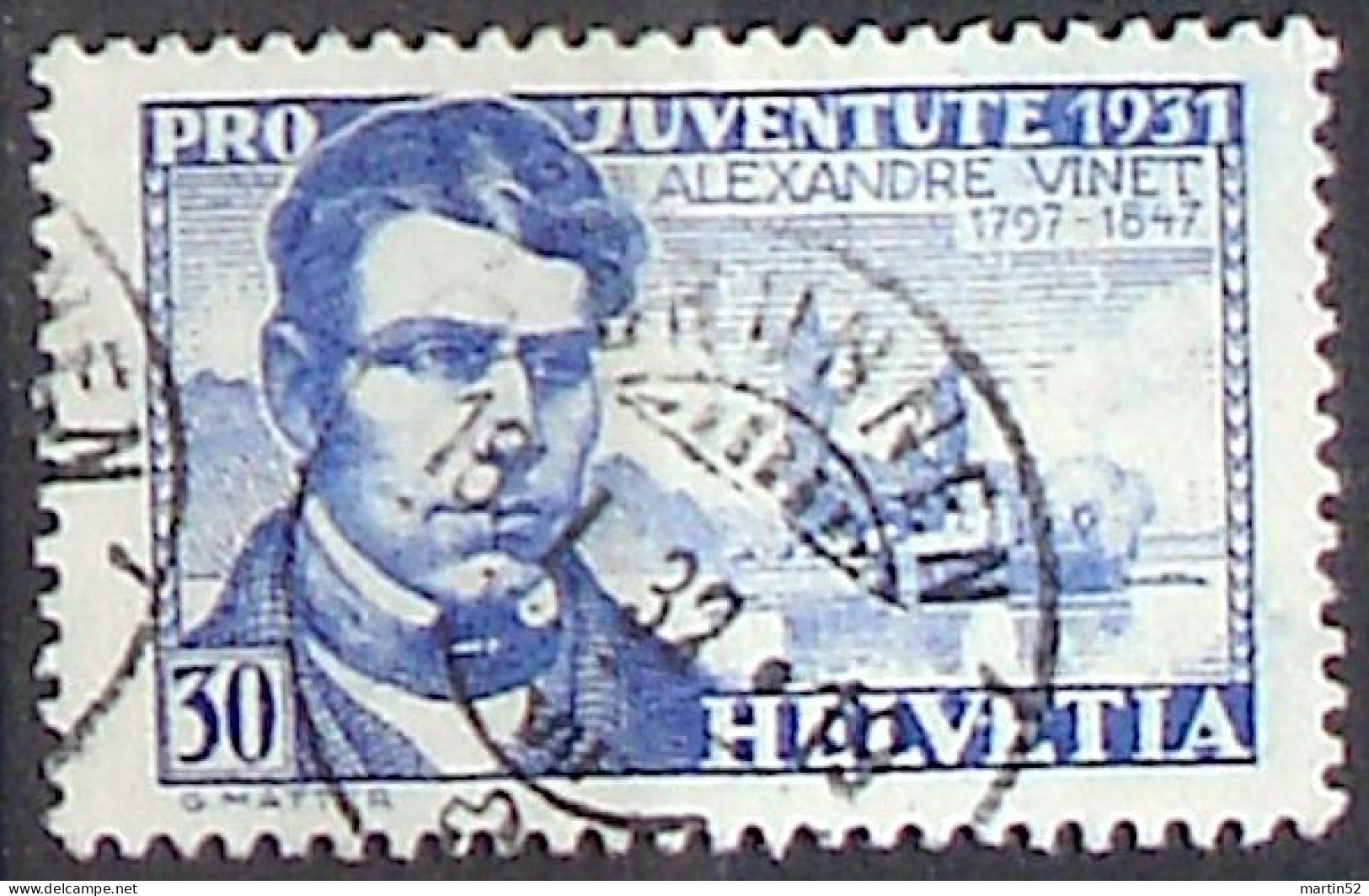 Schweiz Suisse Pro Juventute 1931: Alexandre Vinet Zu WI60 Mi 249 Yv 253 Mit Voll-⊙ BRUNNEN 18.I.32 (Zumstein CHF 20.00) - Usati