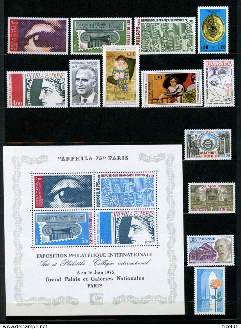 France, Yvert Année Complète 1975**, Luxe, 1830/1862 , 33 Timbres , MNH - 1970-1979