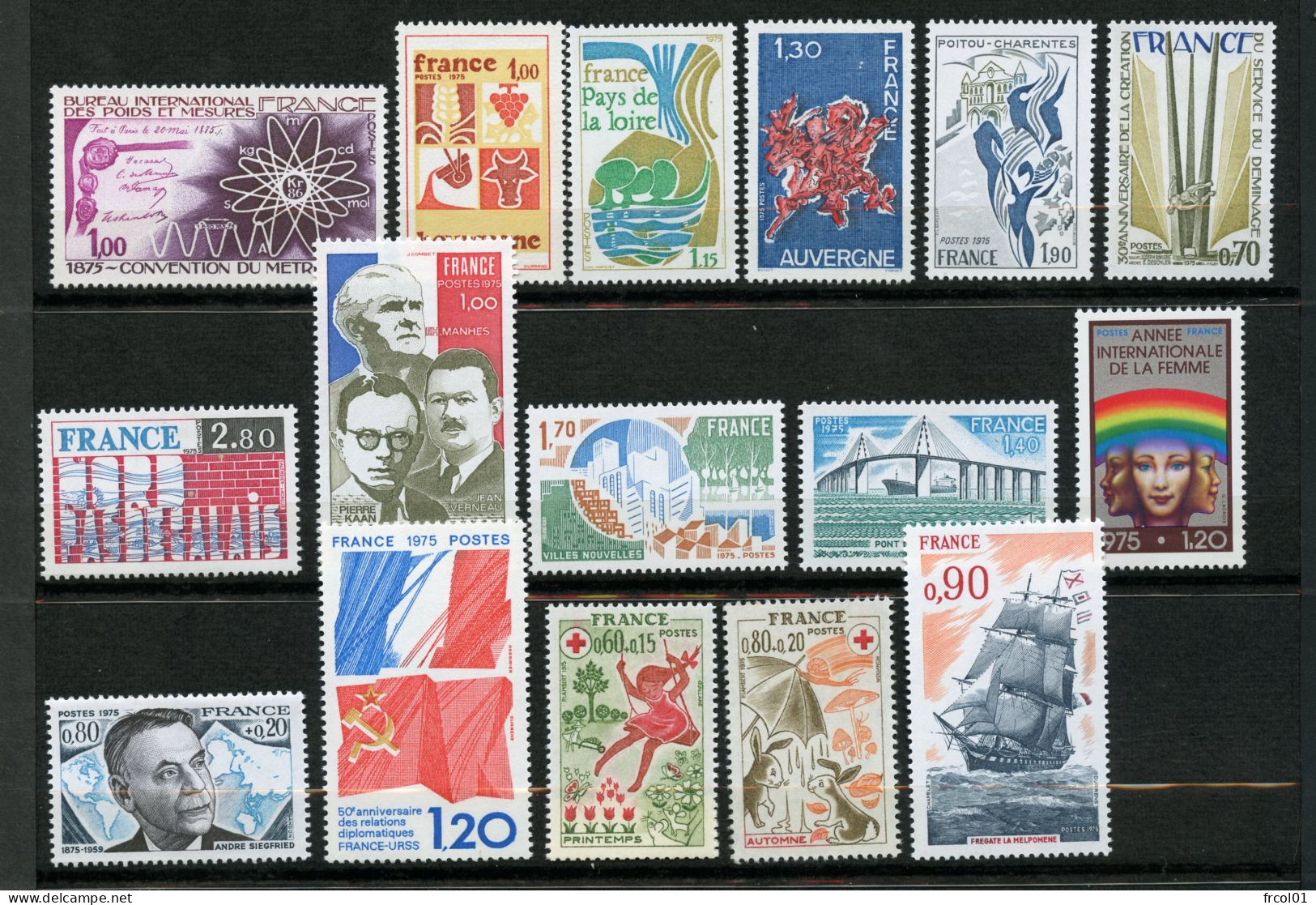 France, Yvert Année Complète 1975**, Luxe, 1830/1862 , 33 Timbres , MNH - 1970-1979