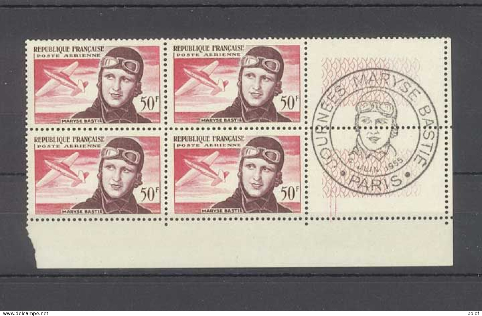 POSTE AERIENNE - Bloc De 4 - Yvert 34 - Maryse Bastié Avec Cachet Spécial En Marge - Bords De Feuille Avec Gomme Intacte - 1927-1959 Mint/hinged