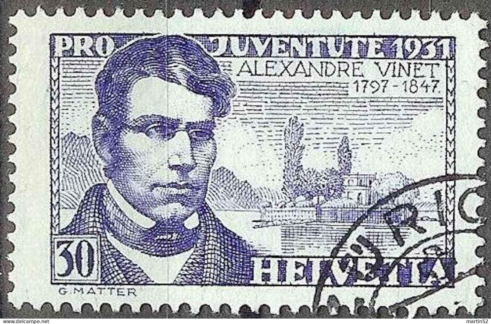 Schweiz Suisse Pro Juventute 1931: Alexandre Vinet Zu WI 60 Mi 249 Yv 253 Mit Eck-Stempel ZÜRICH (Zumstein CHF 20.00) - Used Stamps