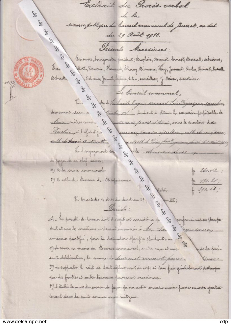 JUMET Procès Verbal Conseil Communal 1913 - Decretos & Leyes