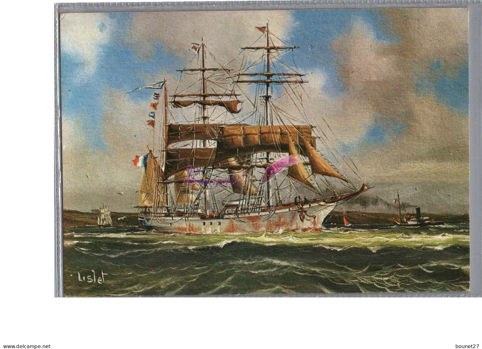 Les Grands Voiliers Français - Le Trois Mâts Barque VILLE DE SAINT NAZAIRE  Illustration De LISLET Carte Vierge - Voiliers