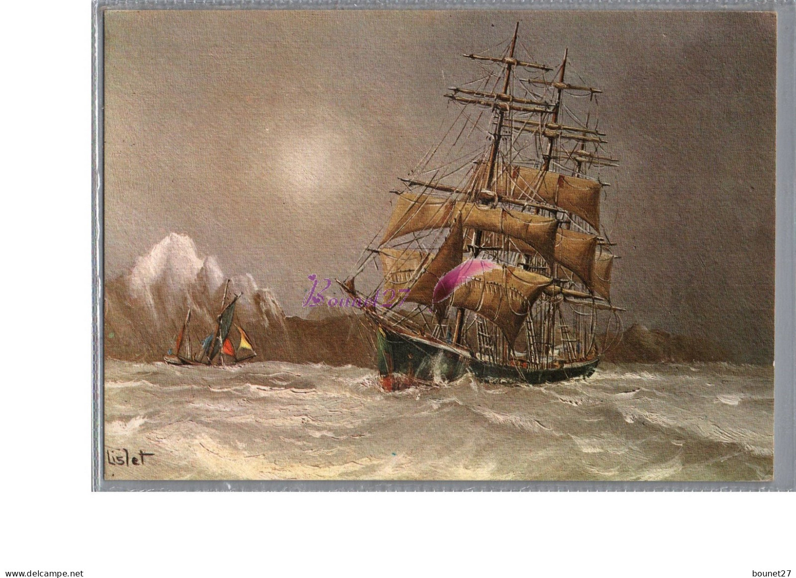 Les Grands Voiliers Français - Le Trois Mâts Carré Le DANIEL  Illustration De LISLET Carte Vierge - Sailing Vessels