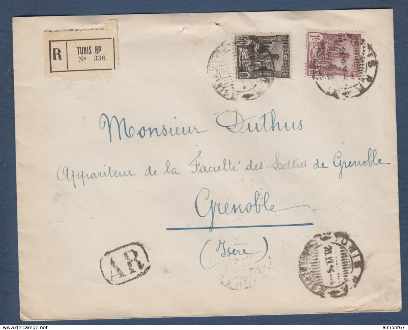 Lettre  Recommandée  De TUNIS RP  CHARGEMENTS II  1926 - Storia Postale