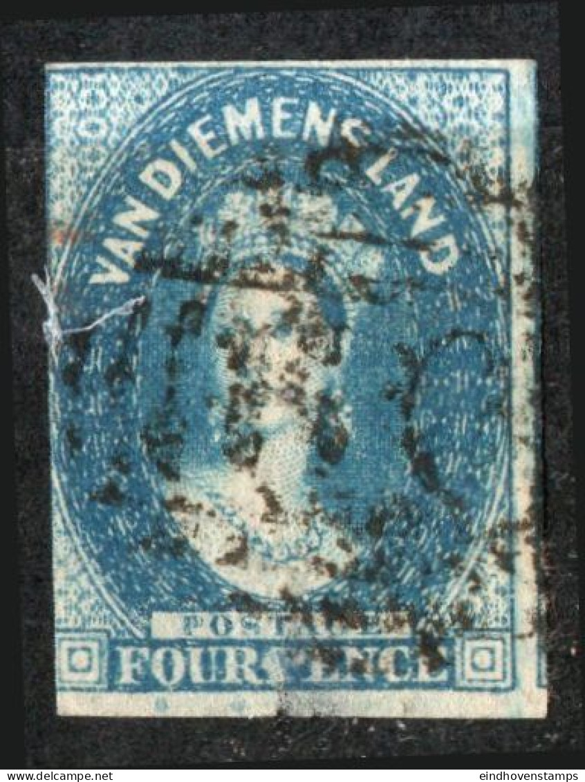 Tasmania 1854 4 P Chalon Head Waternark Star Cancelled - Oblitérés